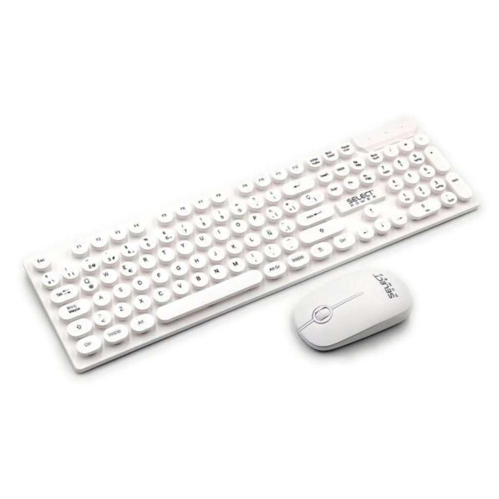 Select Power - RETROKEY-SP BLANCO Combo de teclado y mouse inalámbrico blanco